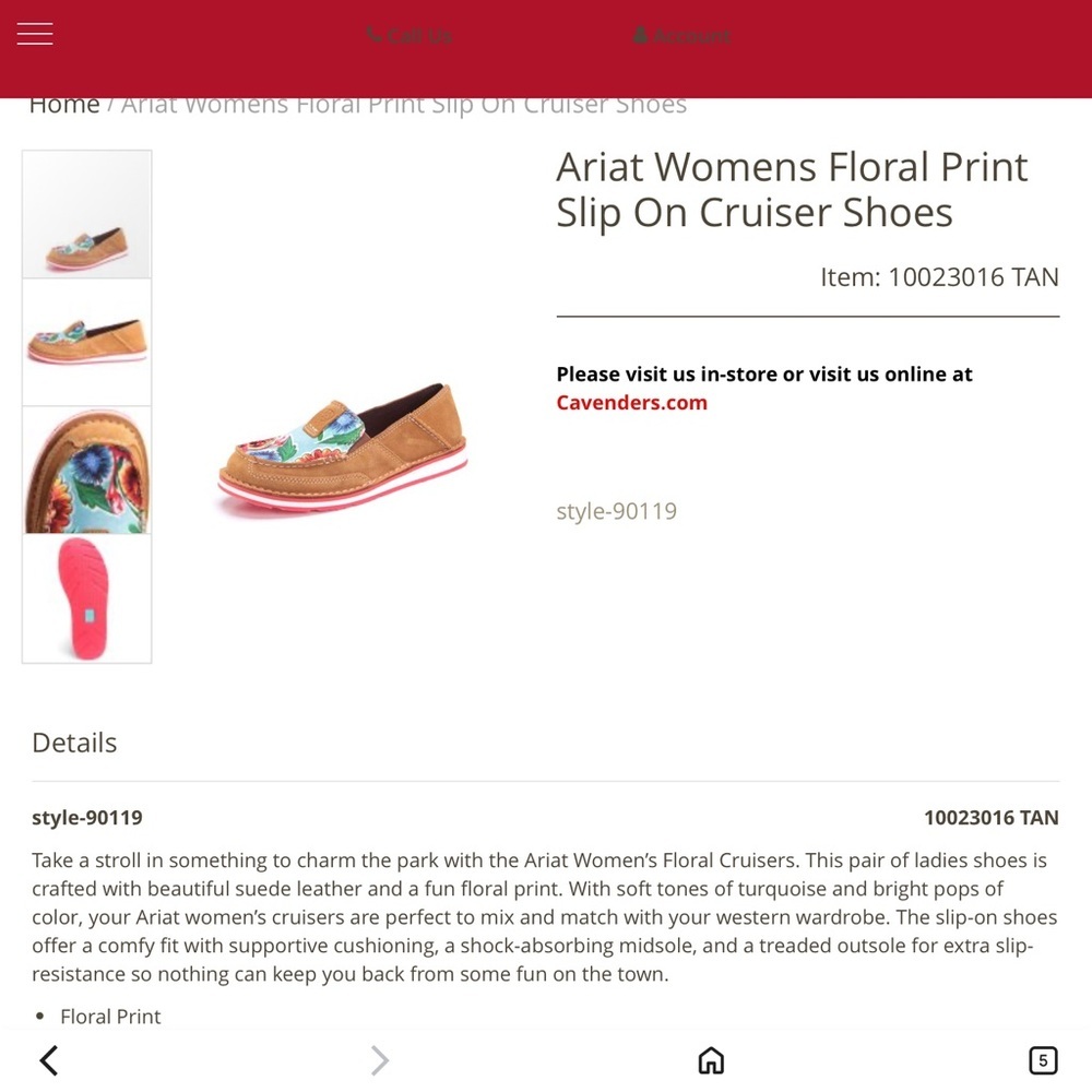Ariat Sunburn brown suede and floral Cruiser slip on 7.5 - Picture 11 of 12